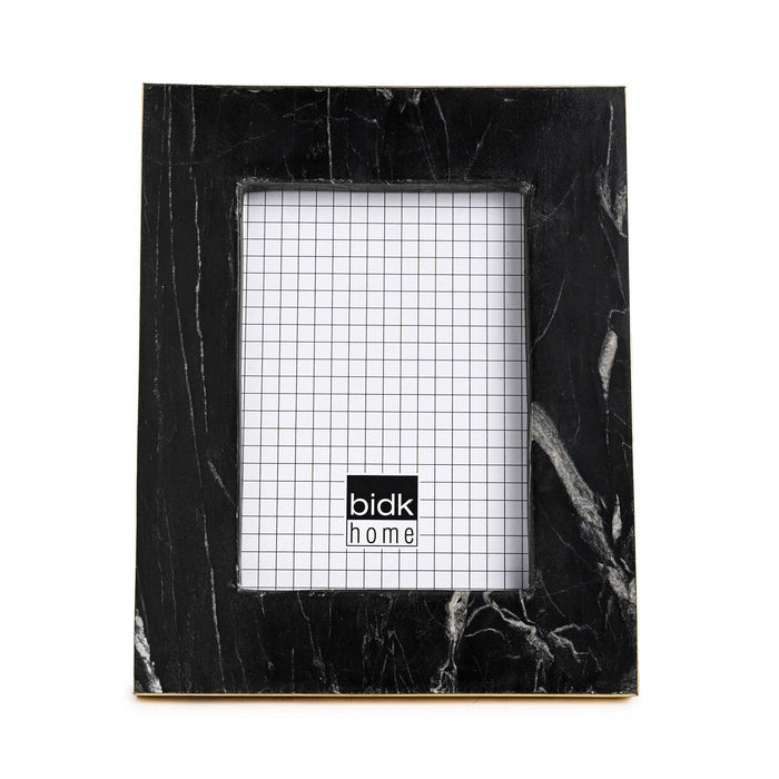 Picture Frame Medium. Fits 6" X 4" Photo Brass/Black Marble