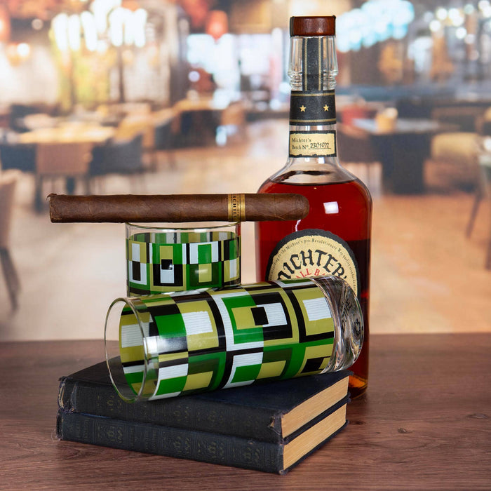 Green Square in Rectangle Geometric Cocktail Beverage Napkin