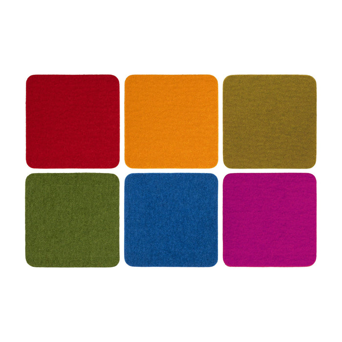Wool Felt Square Coasters - Rainbow