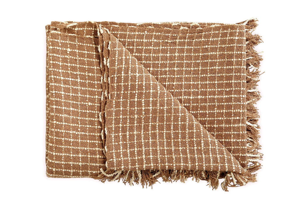 Cotton Boucle Small Checkered Throw Blanket