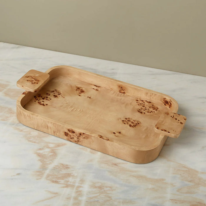 Uma Burl Wood Rectangular Tray