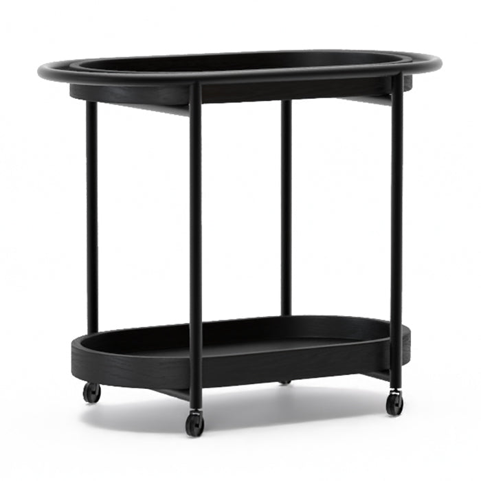 Orbit Solid Oak Bar Cart