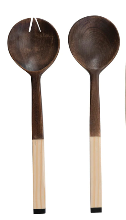 Mango Wood & Pine Salad Servers