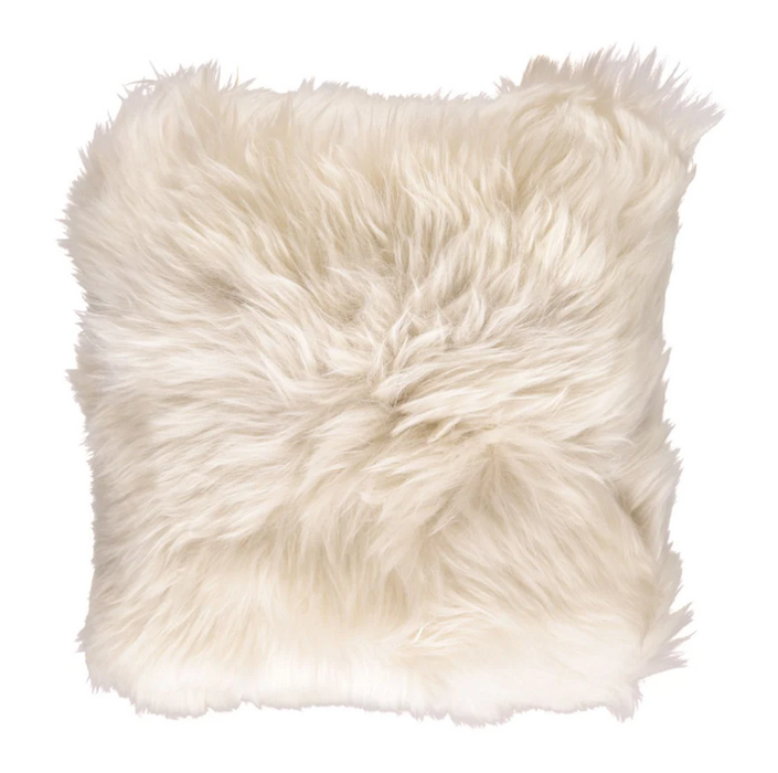 New Zealand Sheepskin Throw Pillow - Linen