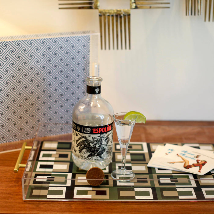 Green Square in Rectangle Geometric Cocktail Beverage Napkin