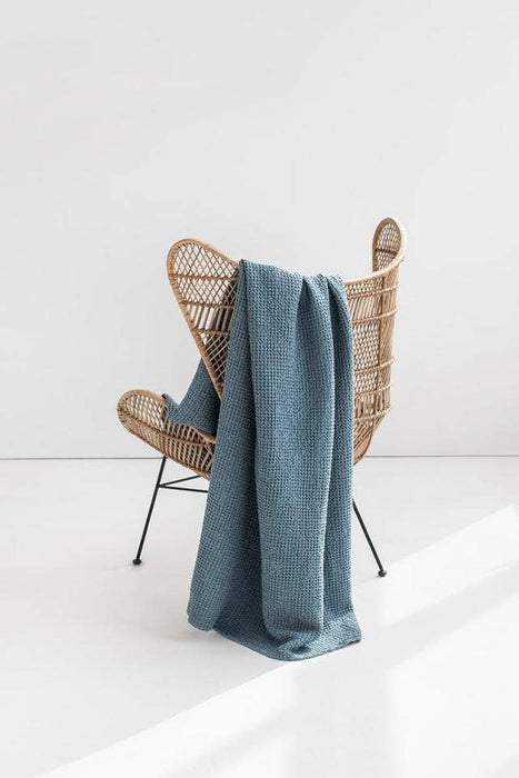 Waffle throw blanket- Gray blue