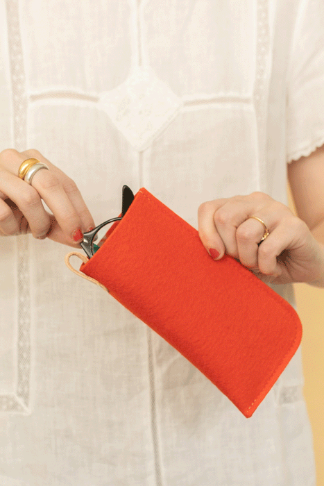 Felt Eyeglass Sleeve: Orange
