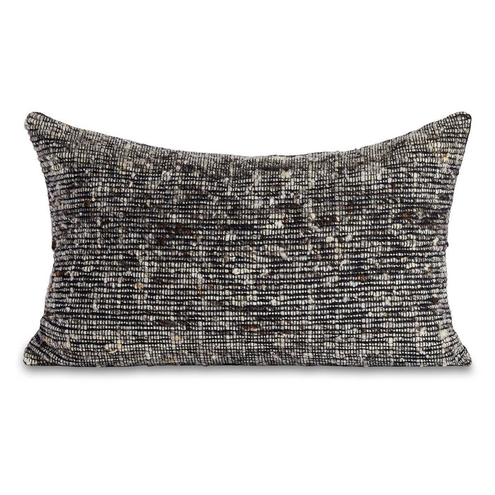 Chunky Wool Lumbar Pillow - Black