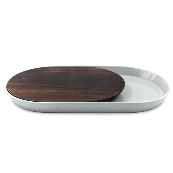 Eclipse Oval Serving Platter With Wood