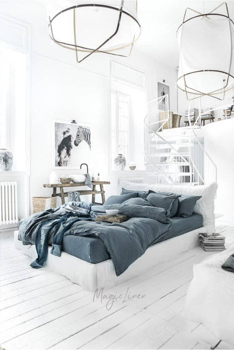 Grey Blue Duvet Cover Set