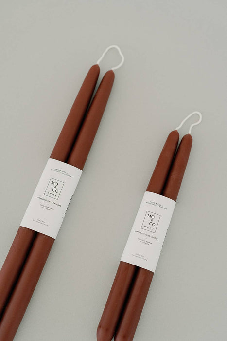 Burgundy | Dipped Beeswax Taper Candles | All Natural: 10 Inches