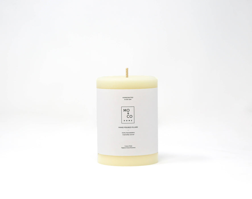 Natural White | 100% Beeswax Pillar Candle | All Natural, Handmade: 3x4 Inch