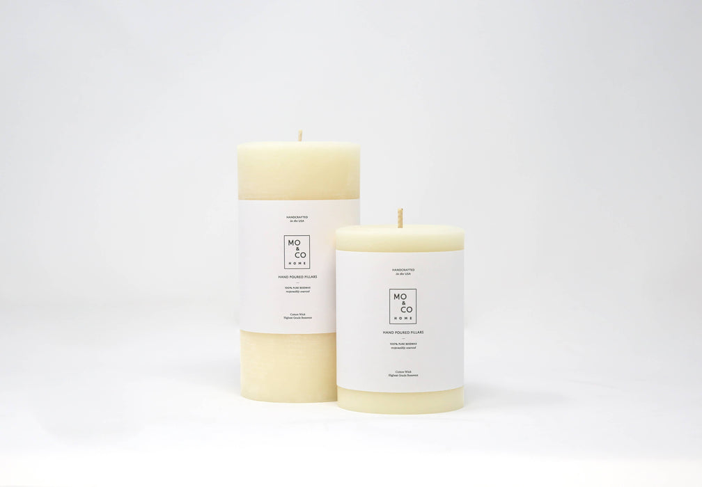 Natural White | 100% Beeswax Pillar Candle | All Natural, Handmade: 3x4 Inch