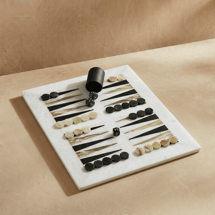 Luxury Marble Backgammon Set (Green Onyx and Black)