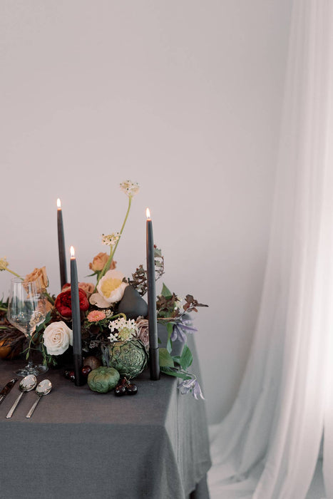 Charcoal | Dipped Beeswax Taper Candles | All Natural: 10 Inches