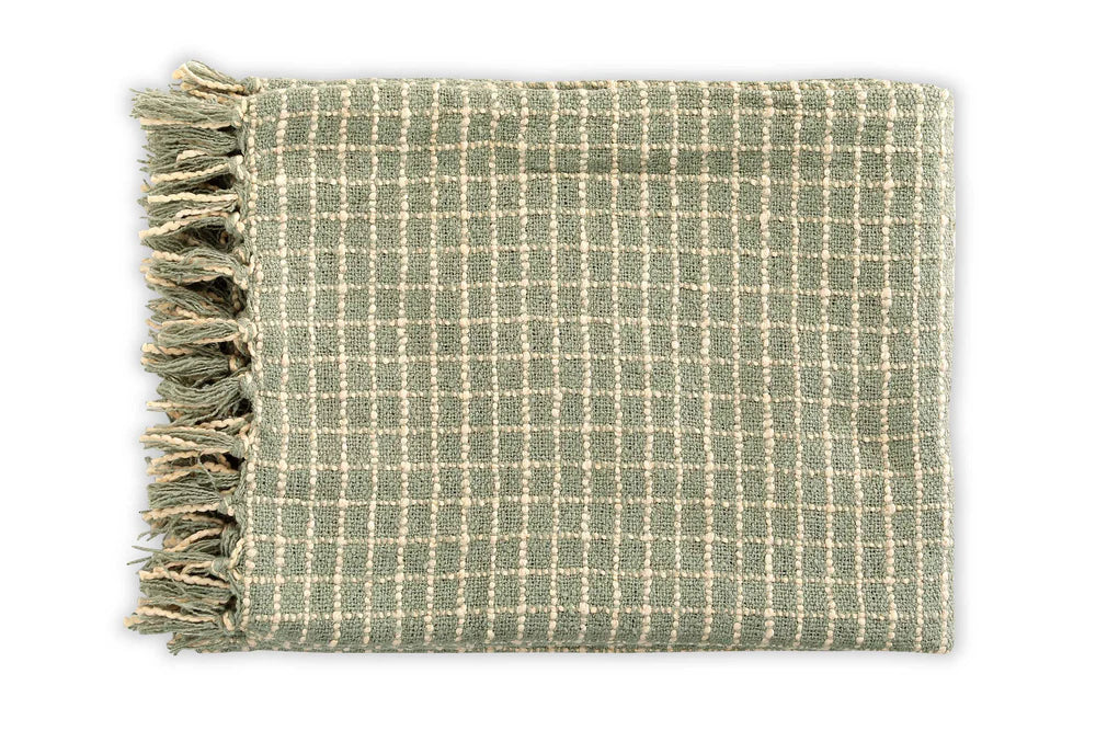 Cotton Boucle Small Checkered Throw Blanket