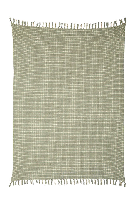 Cotton Boucle Small Checkered Throw Blanket