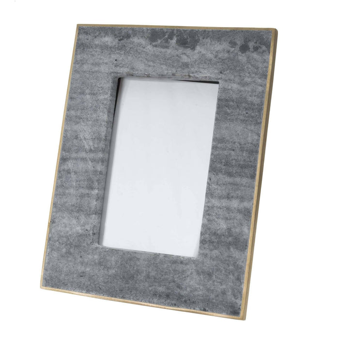 Picture Frame Medium. Fits 6" X 4" Photo Brass/Black Marble