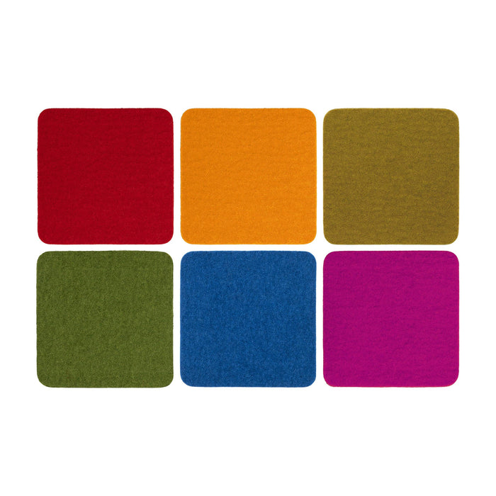Merino Wool Felt Square Coaster - 6 Pack