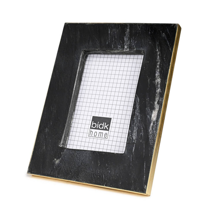 Picture Frame Large. Fits 7" X 5" Photo Brass/Black Marble