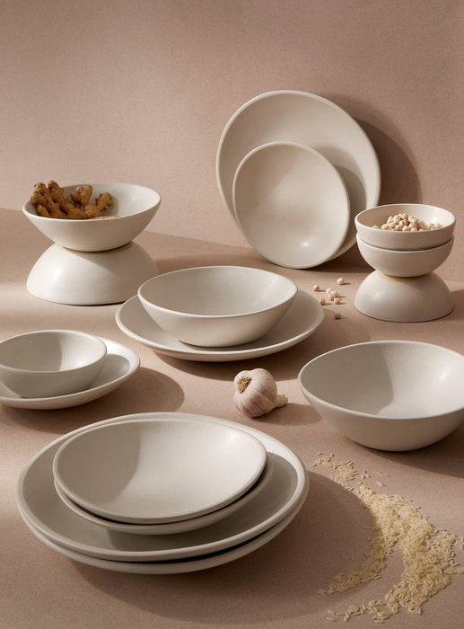 Organic Shaped Dinnerware Set - 16 Pieces: Matte Black