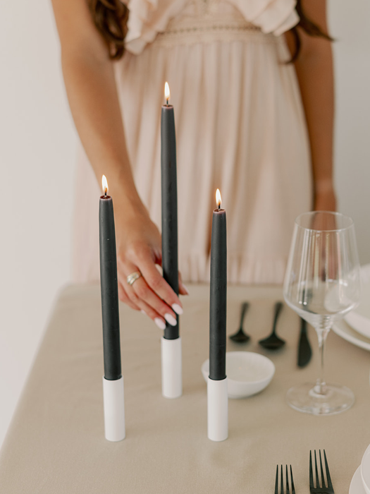 Charcoal | Dipped Beeswax Taper Candles | All Natural: 10 Inches