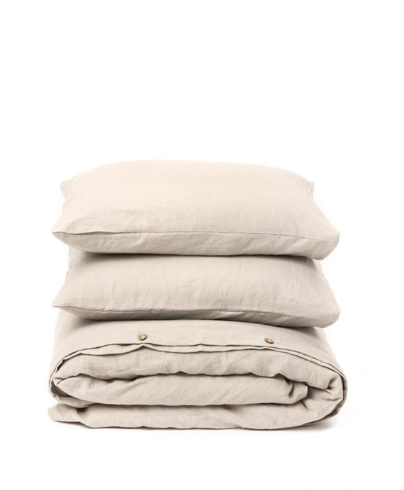 Natural linen duvet cover set (3pcs): US King + King Pillowcases