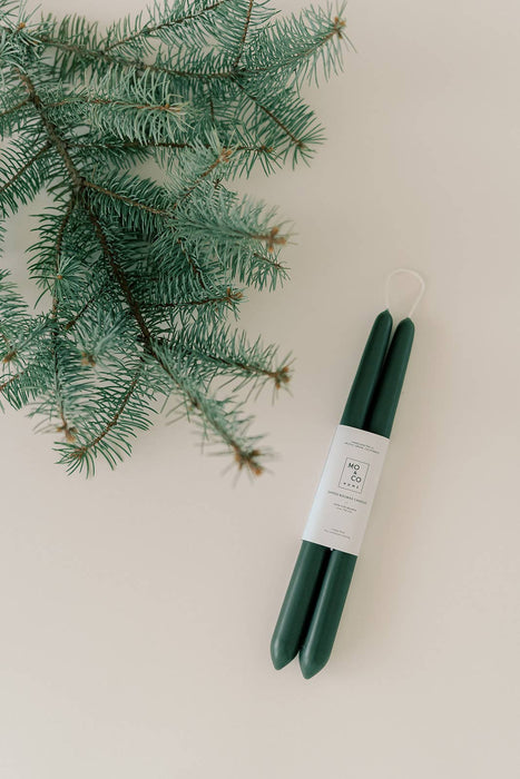 Forest Green | Dipped Beeswax Taper Candles | All Natural: 10 Inch