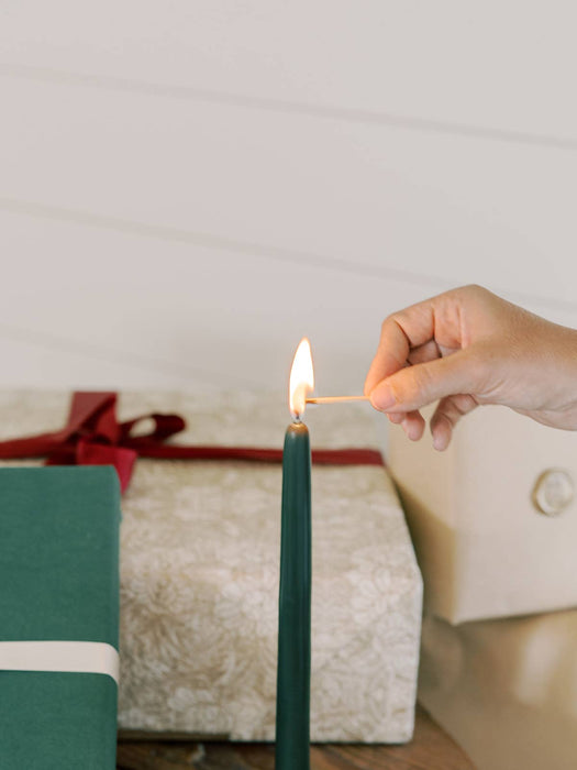 Forest Green | Dipped Beeswax Taper Candles | All Natural: 10 Inch