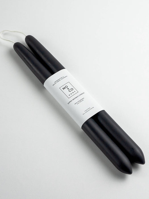 Charcoal | Dipped Beeswax Taper Candles | All Natural: 10 Inches