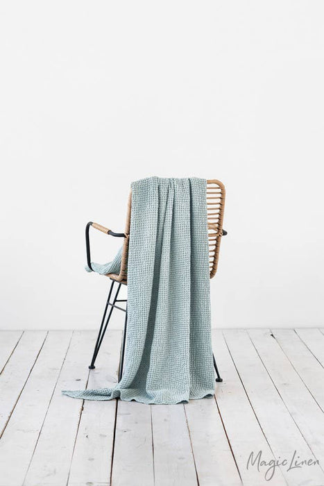 Waffle throw blanket- Gray blue
