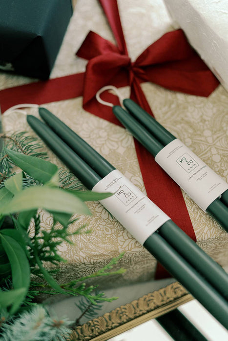 Forest Green | Dipped Beeswax Taper Candles | All Natural: 10 Inch