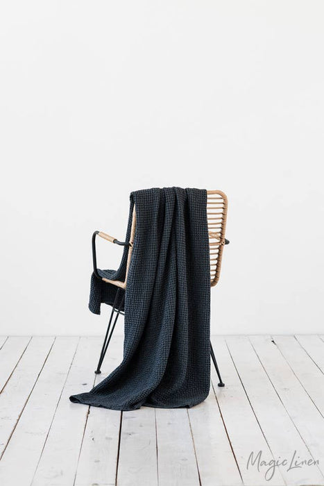 Waffle throw blanket- Gray blue