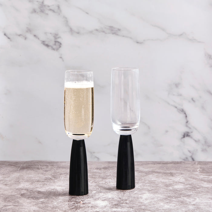 Oslo Champagne Flutes - Black - Set of 2