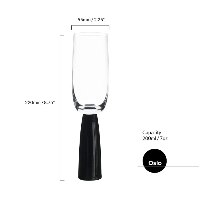 Oslo Champagne Flutes - Black - Set of 2