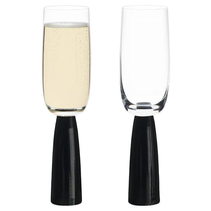 Oslo Champagne Flutes - Black - Set of 2