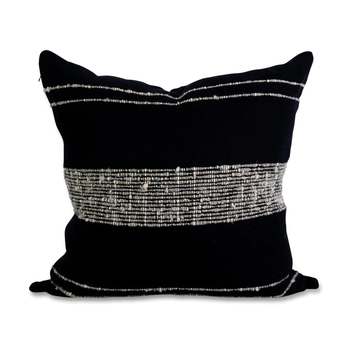 Bogota Pillow - Black w/ Ivory Stripes