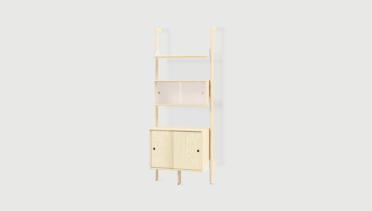 Blonde Uprights/ White Brackets/ Blonde Shelves