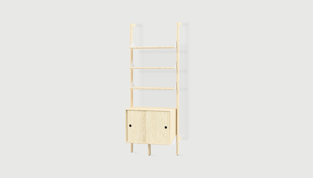 Blonde Uprights/ White Brackets/ Blonde Shelves