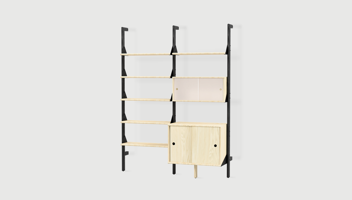 Black Uprights/ Black Brackets/ Blonde Shelves
