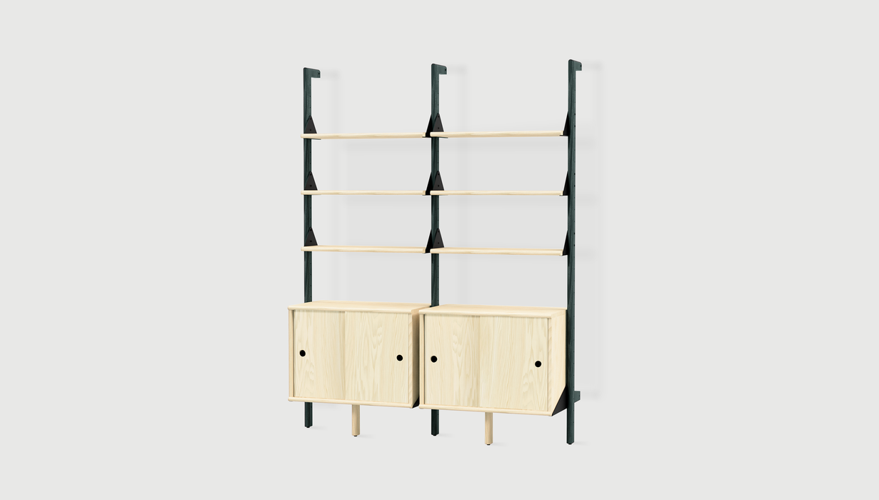 Black Uprights/ Black Brackets/ Blonde Shelves