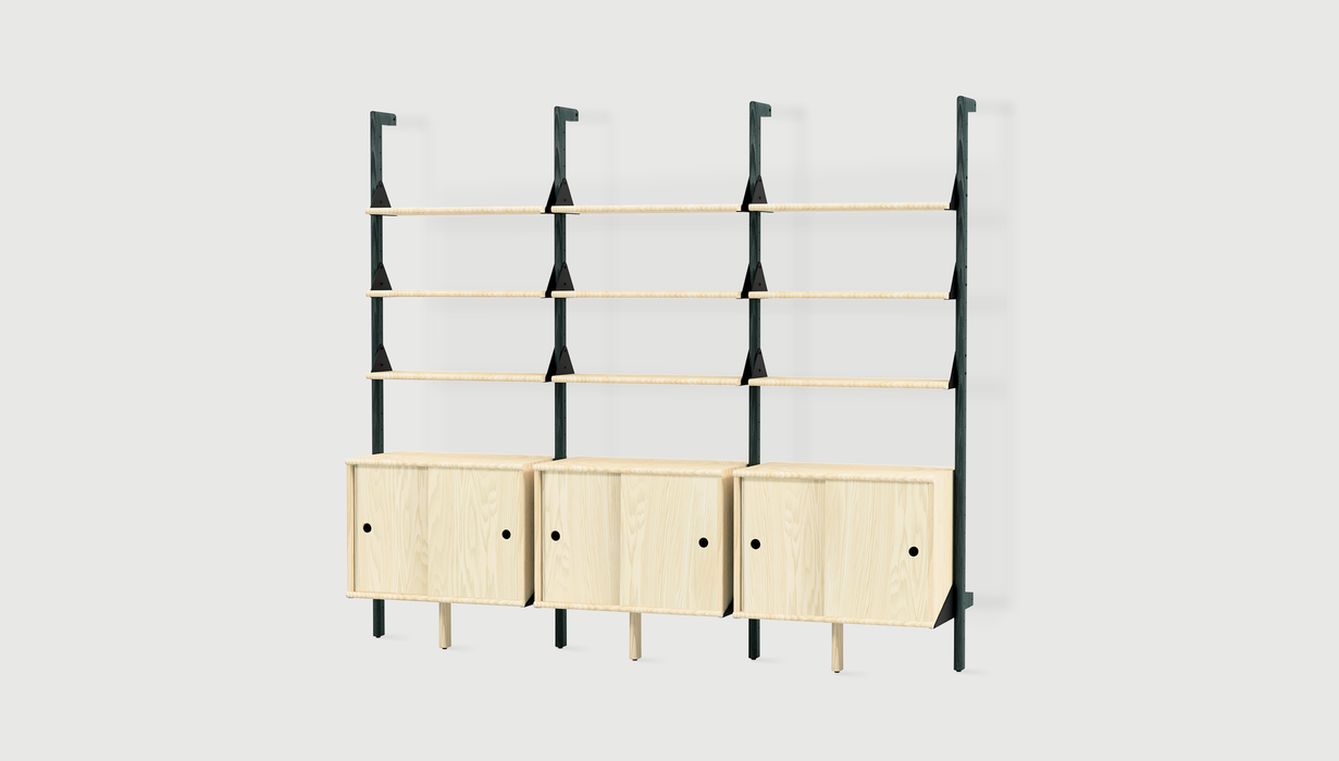 Black Uprights/ Black Brackets/ Blonde Shelves