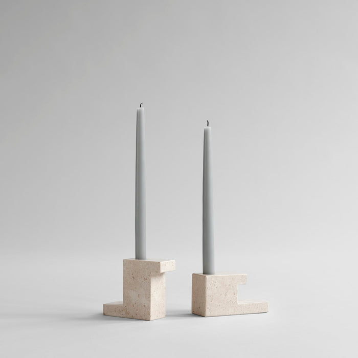 Brick Candle Holder, Low - Limestone - 101 CPH