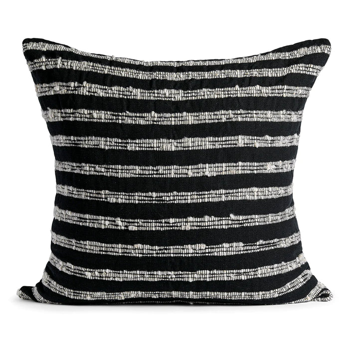 Cartagena Pillow - Black with Ivory Stripes