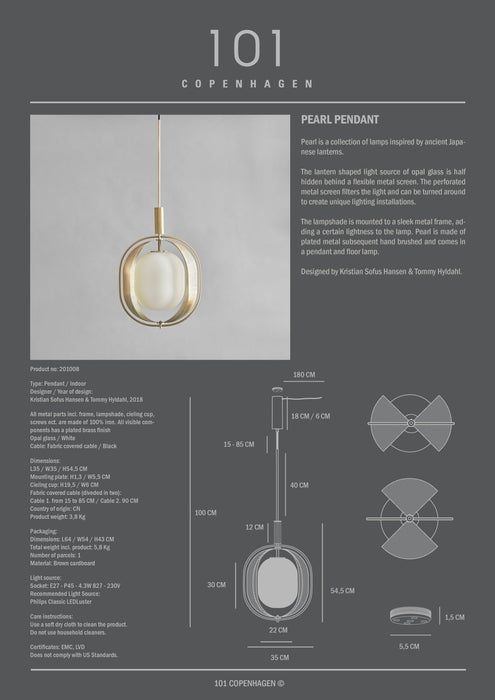 Pearl Pendant - Brass - 101 CPH