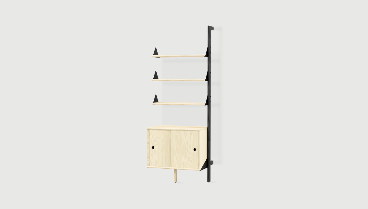 Black Uprights/ Black Brackets/ Blonde Shelves