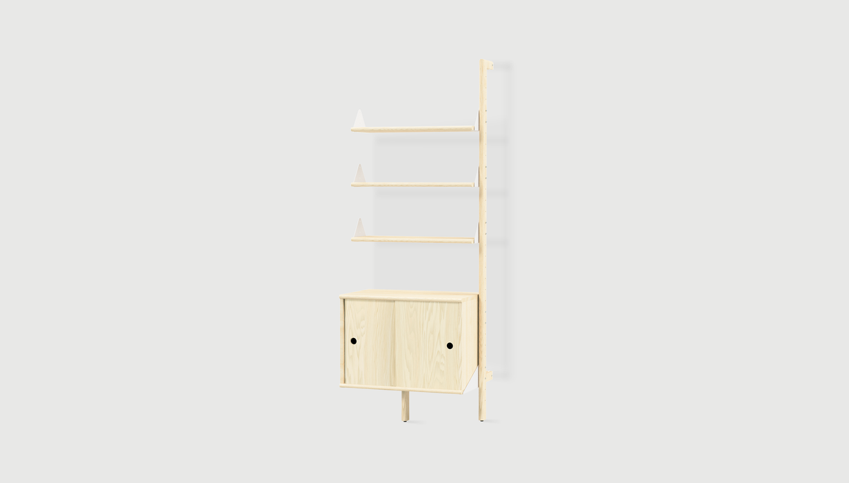 Blonde Uprights/ White Brackets/ Blonde Shelves