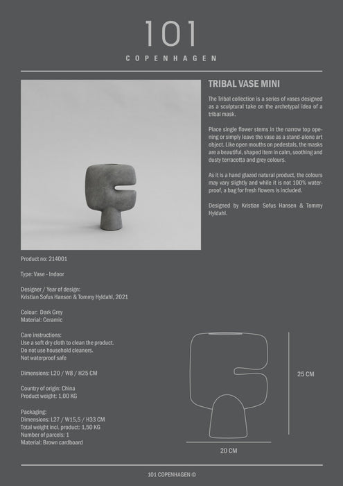 Tribal Vase, Mini - Dark Grey - 101 CPH