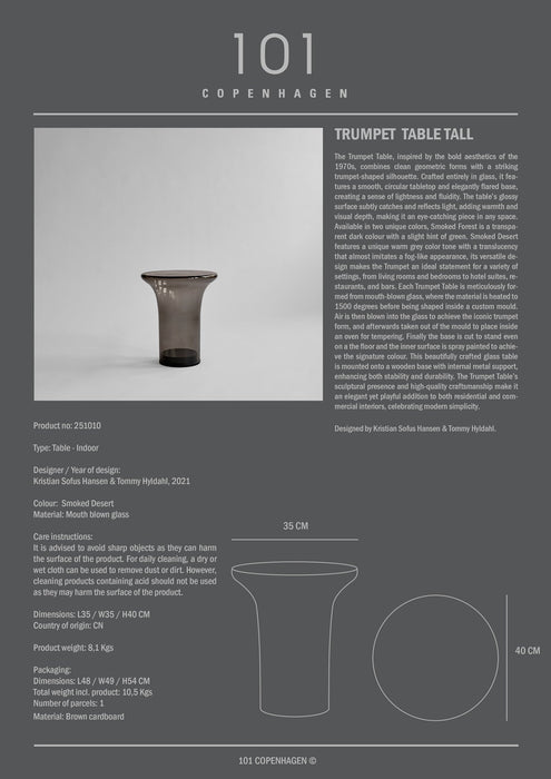 101 Copenhagen Trumpet Table, Tall - Smoked Forest