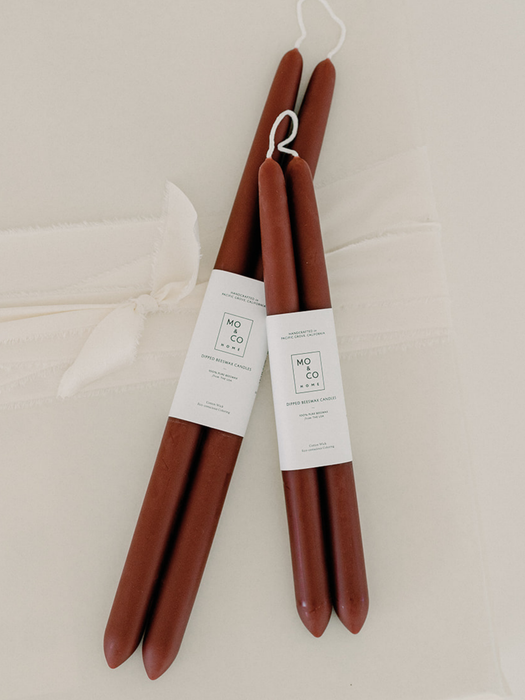 Burgundy | Dipped Beeswax Taper Candles | All Natural: 10 Inches
